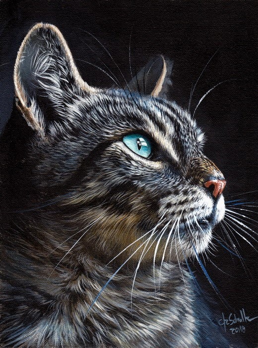 Tabby Cat Acrylic on canvas panel